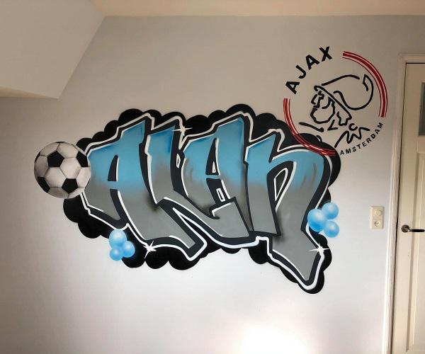 Graffiti ajax kinderkamer en voetbal